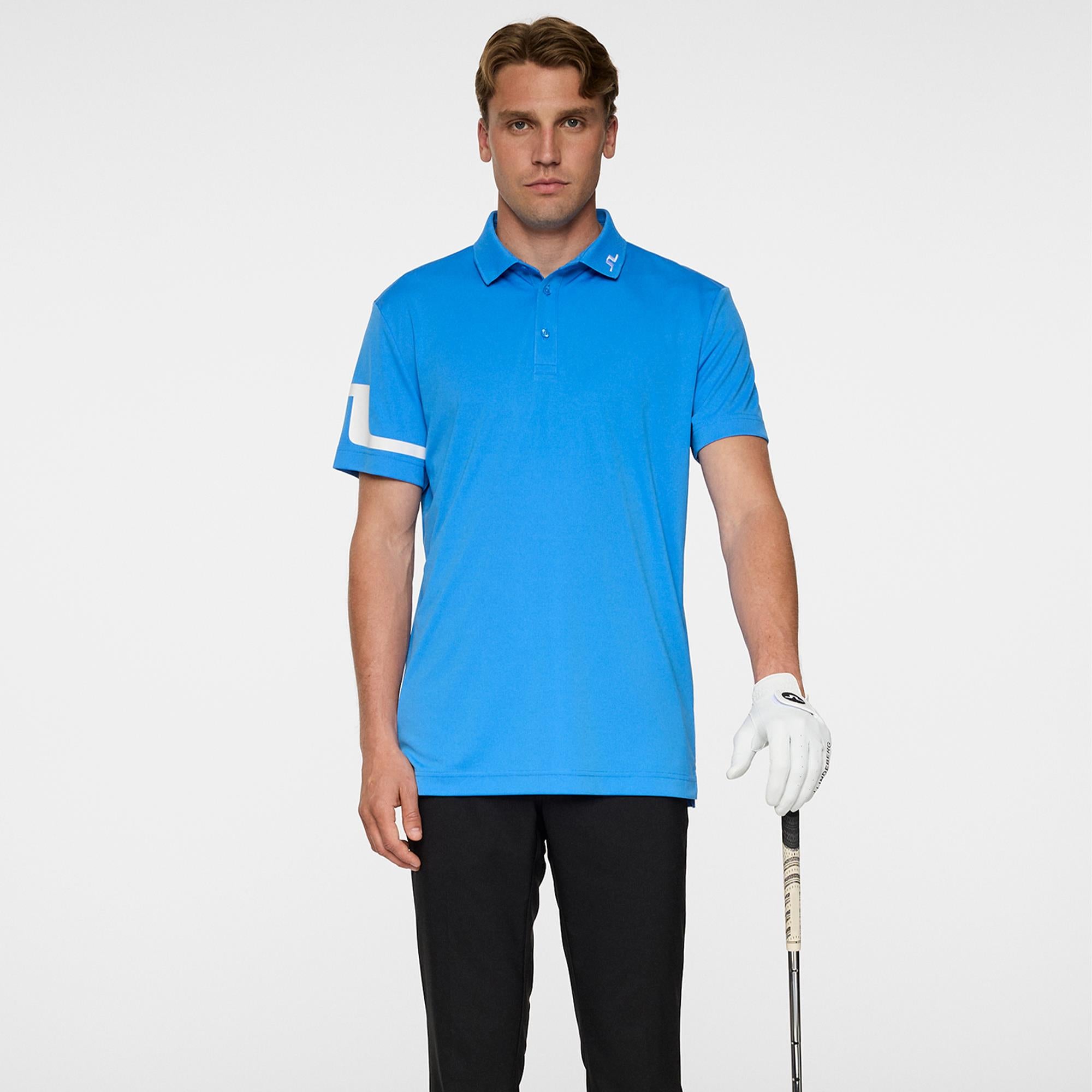 J Lindeberg Heath Mens Polo Shirt Sonic Blue